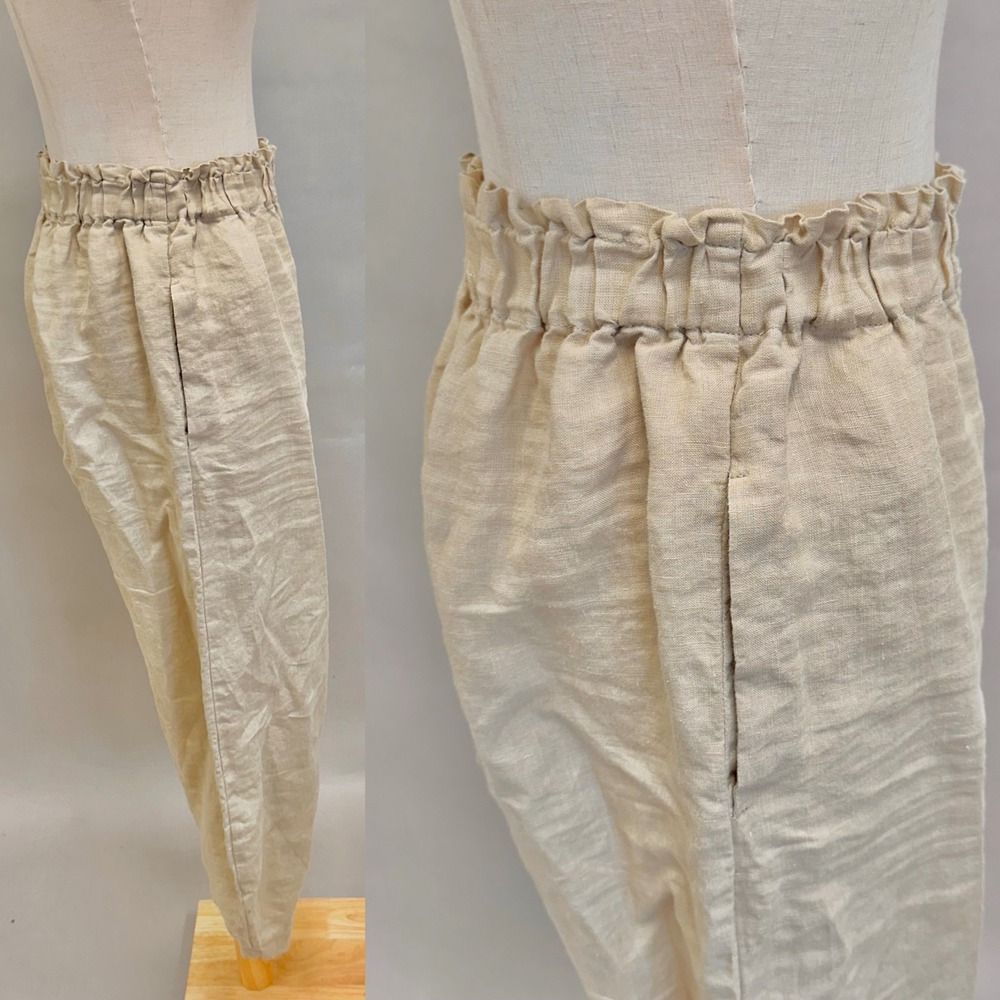 LenokLINEN tan flax Linen Lantern Pants‎ Turkish Style Relaxed Fit Size Medium - Picture 6 of 16